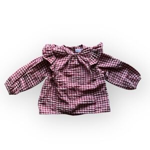 Zara Red and White Plaid Blouse size 9-12 months